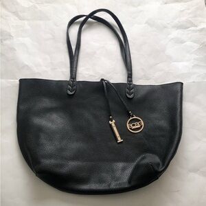 BCBG Large Black Shoulder Tote, Travel Bag, Gold Hardware